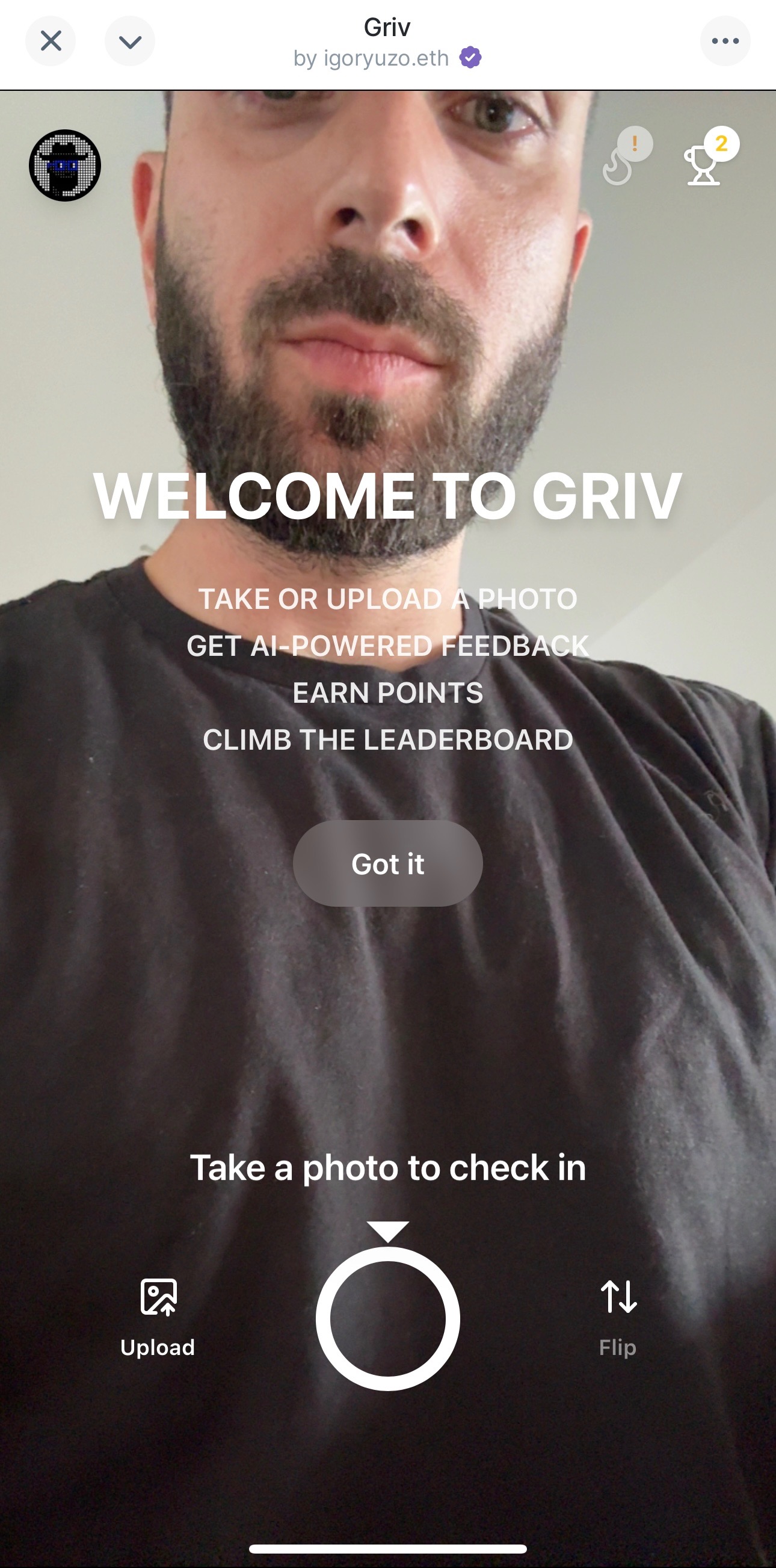 First time user welcome screen